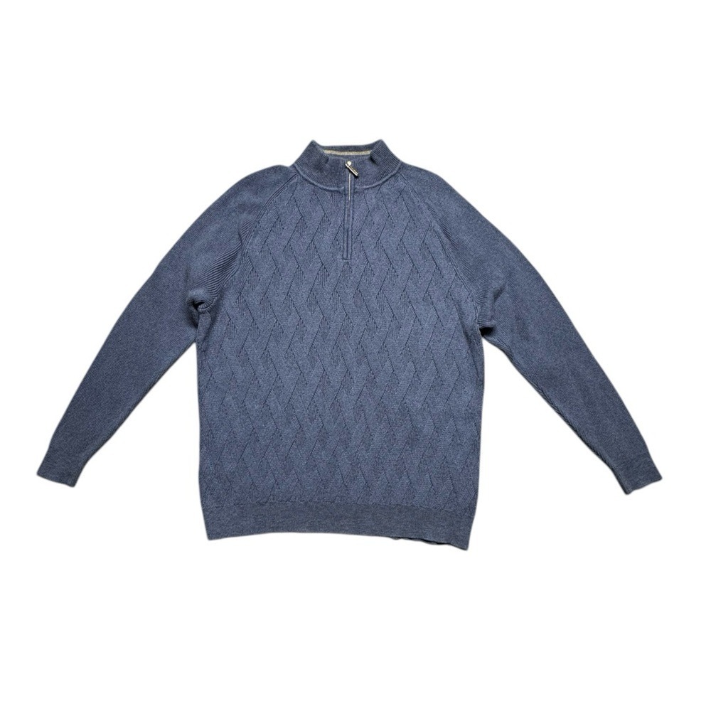 Tommy Bahama Knit Blue 1/4 Zip Sweater Mens Size XL Long Sleeve‎ Cotton Travel